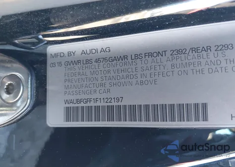 2015 Audi A3 2.0T Premium z USA, uszkodzony, nr VIN WAUBFGFF1F1122197